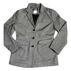 Levine Classics Blazer Wool Blend Women’s Size 8 Lined Gray Black Buttons Fitted